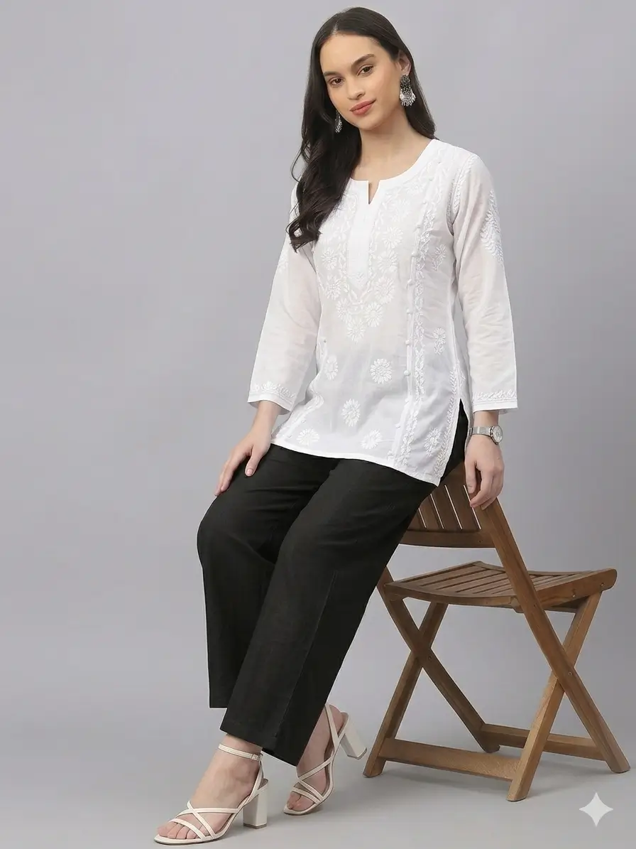 Chikankari white Kurti