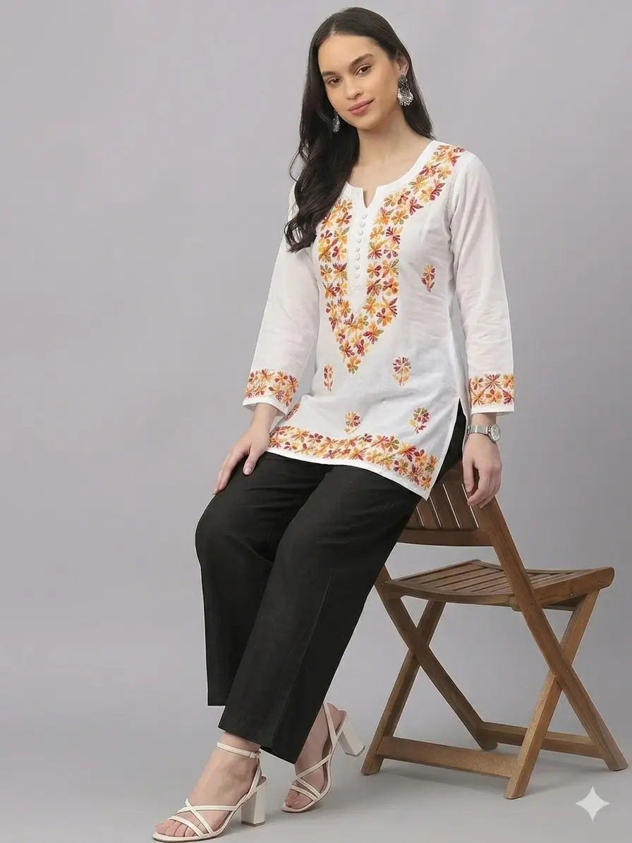 Chikankari Short Kurti